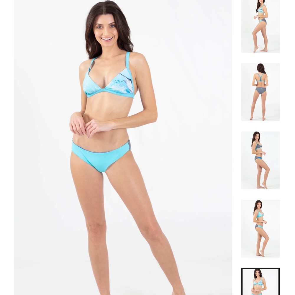 WAVE LIFE women small reversible Blue marlin fishing bikini set top and bottom